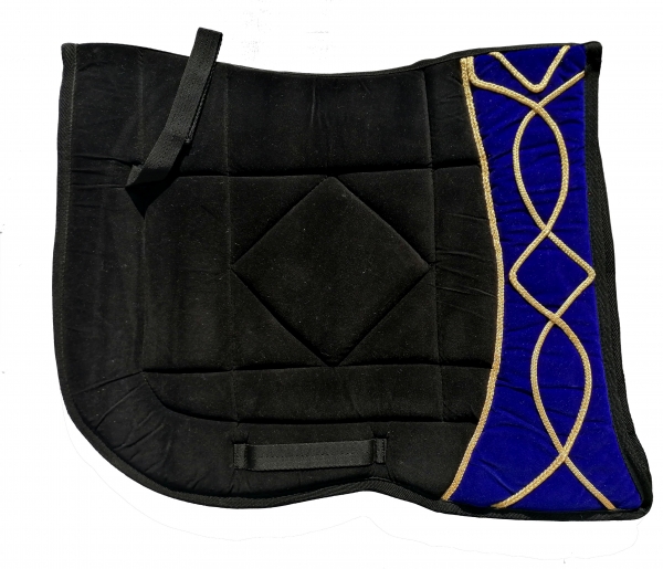 Saddlepad Barock for Showriding " Andaluz"  in royalblue/black with gold lace